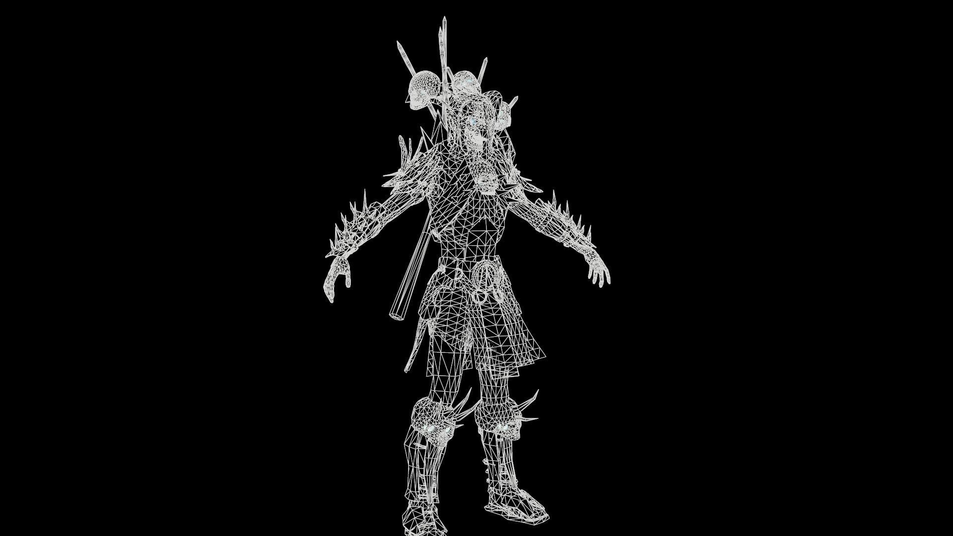 Skeleton warrior 1 Low-poly 3D model_16