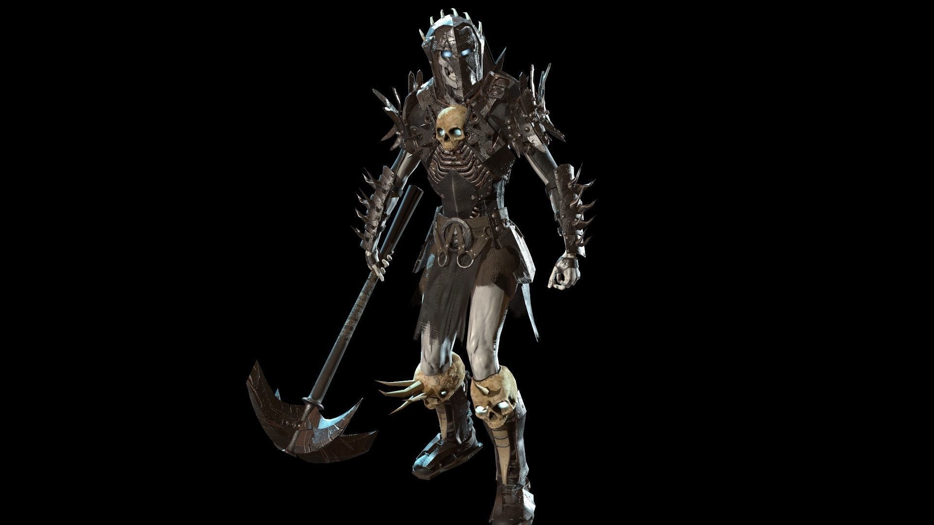 Skeleton warrior 1 Low-poly 3D model_7