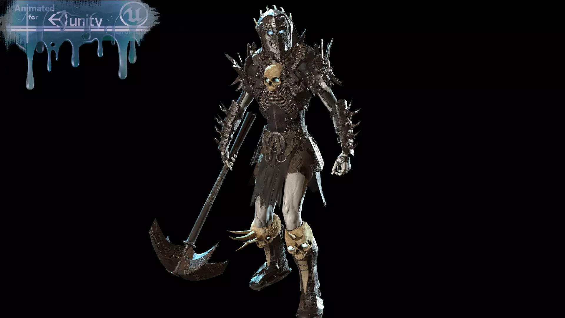 Skeleton warrior 1 Low-poly 3D model_0