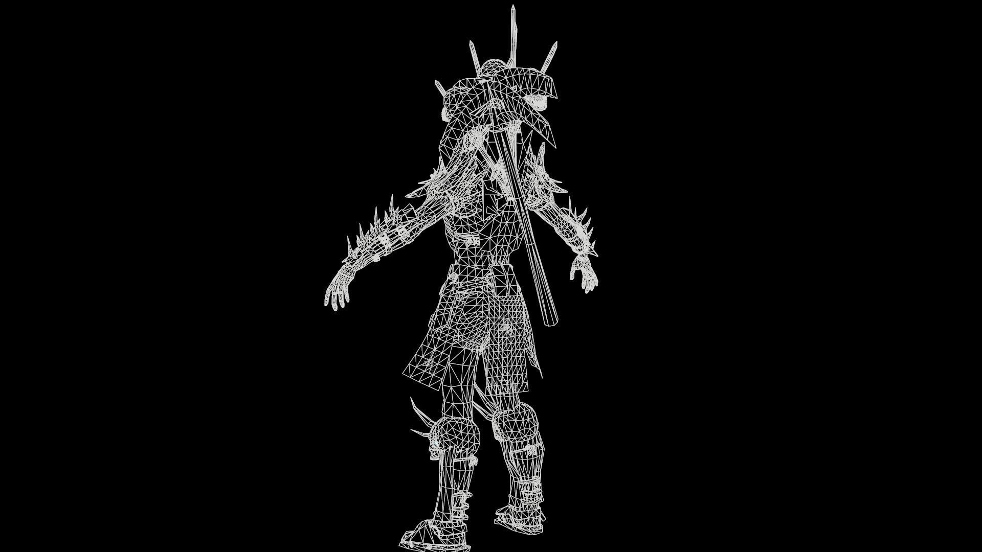 Skeleton warrior 1 Low-poly 3D model_15