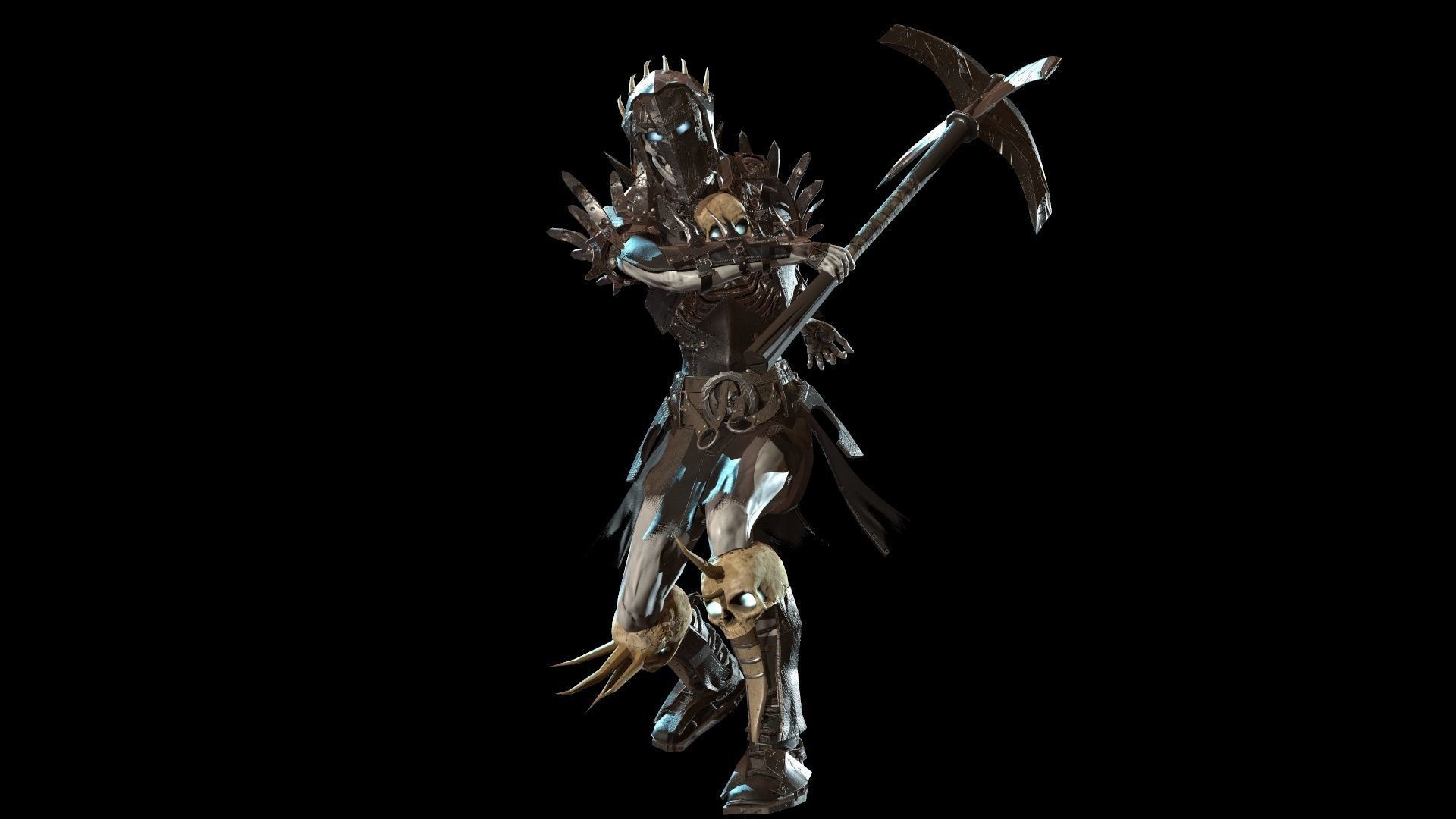 Skeleton warrior 1 Low-poly 3D model_11