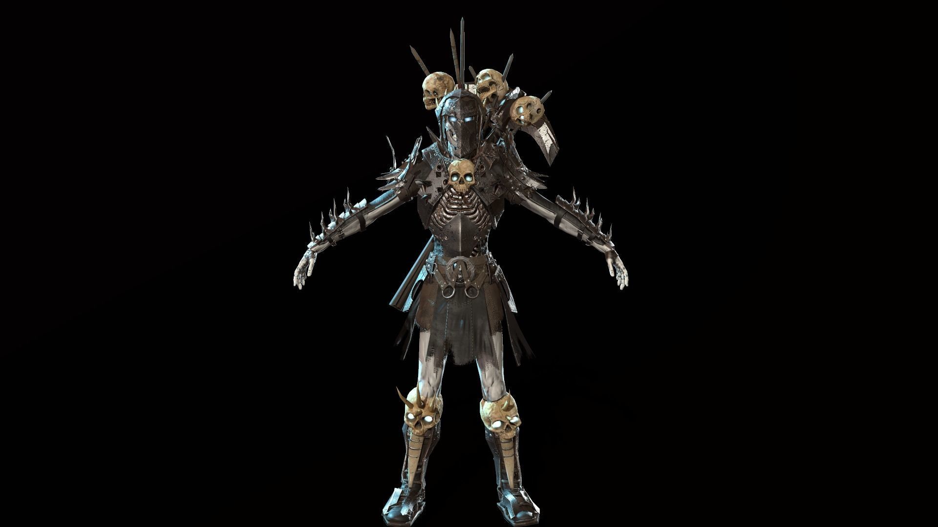 Skeleton warrior 1 Low-poly 3D model_18