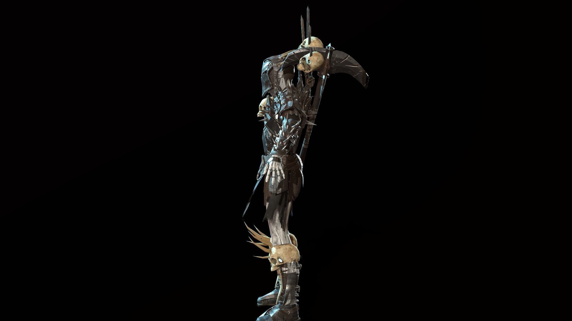 Skeleton warrior 1 Low-poly 3D model_14