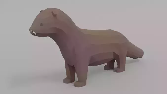 Low Poly Cartoon Mink