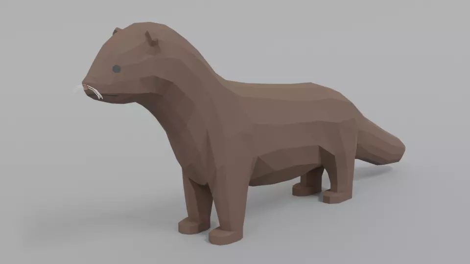 Low Poly Cartoon Mink Low-poly 3D model