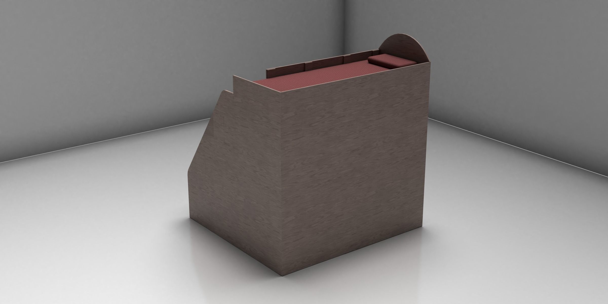 Loft Bed with Storage Area Low-poly 3D model_5