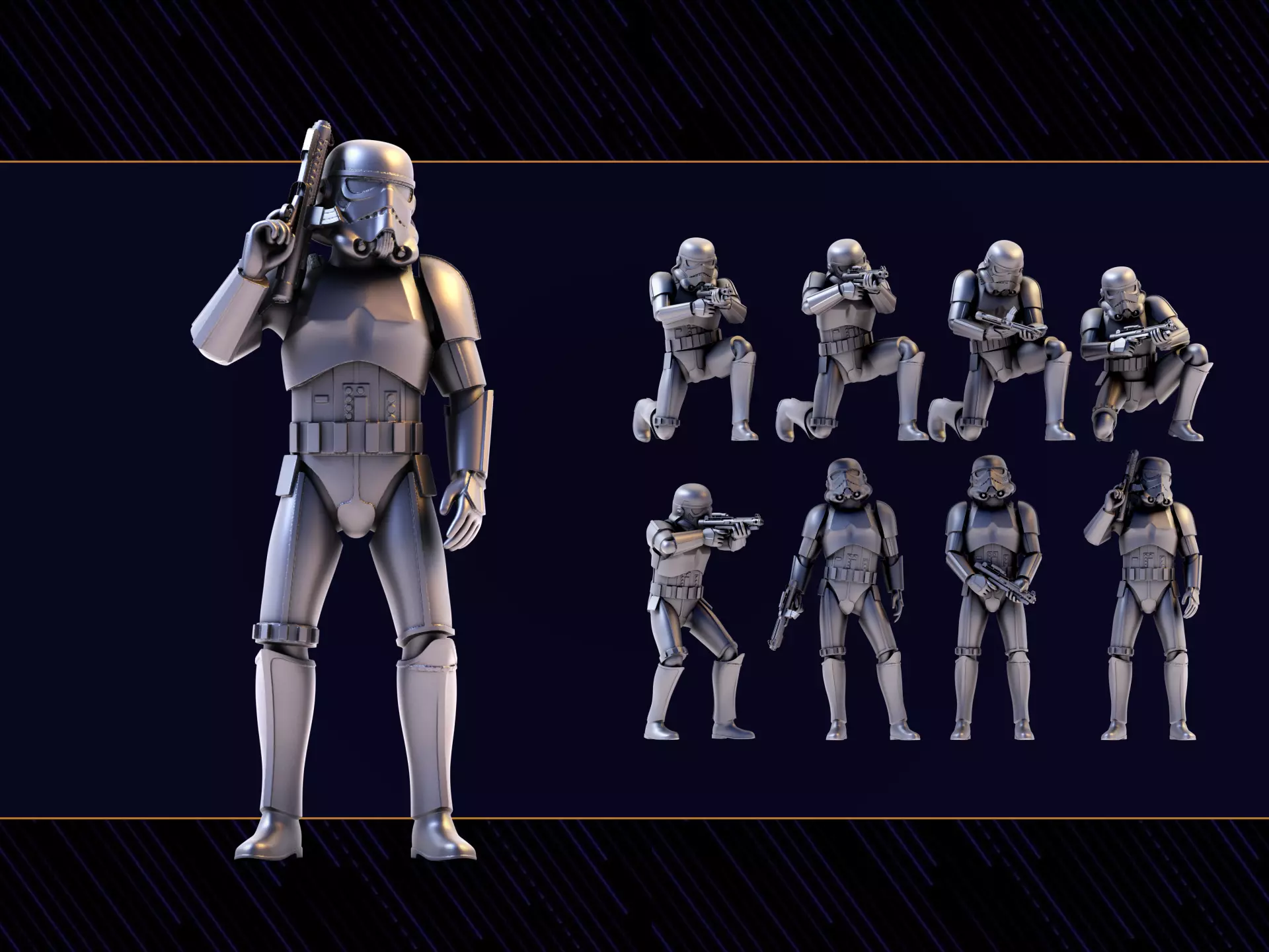 8 Figure Stormtrooper Printable Set-01 3D print model