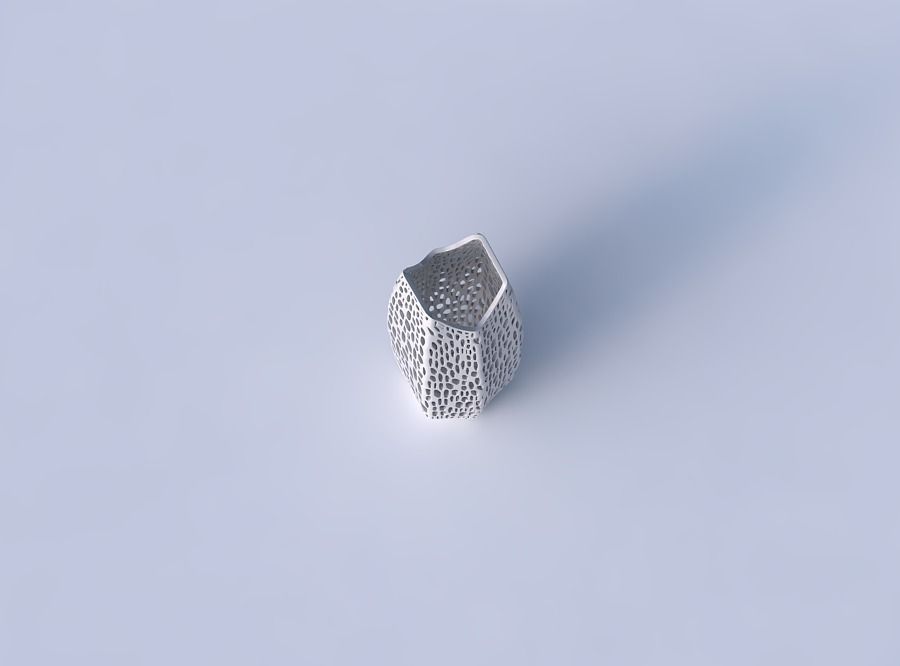 Vase double arc hexagon with dense organic lattice 2 3D print model_2