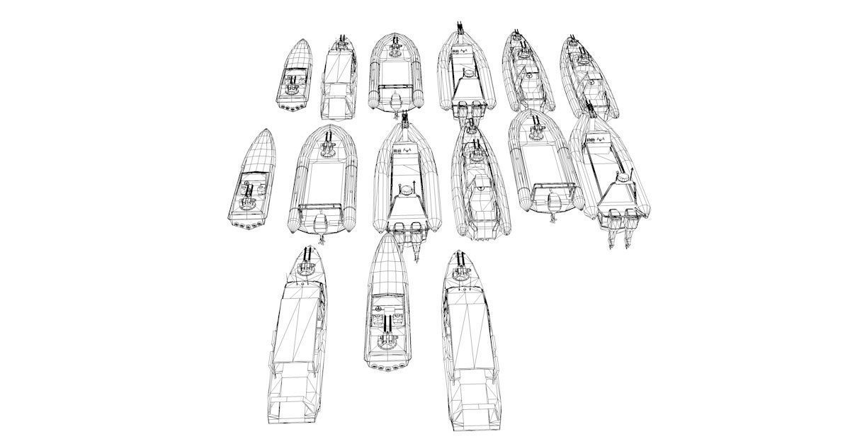 Pack of 15 Game ready AR VR PBR military gunship Power Boats Low-poly 3D model_9