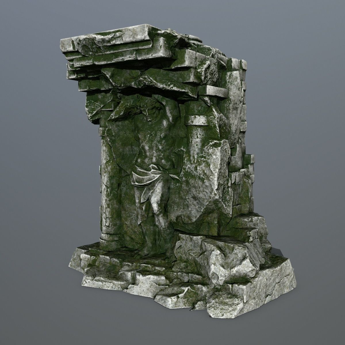 statue stone Low-poly 3D model_10
