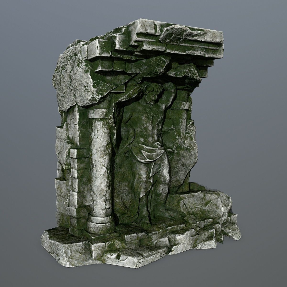 statue stone Low-poly 3D model_4