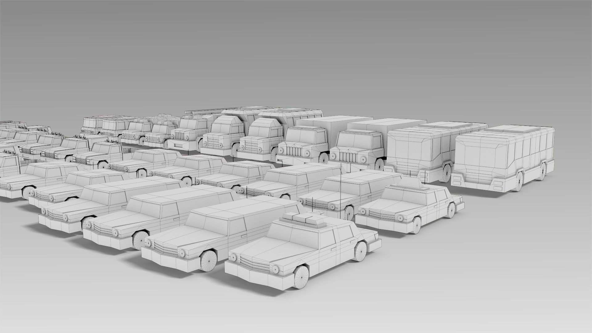 Car Set different colored trucks Low-poly 3D model_18