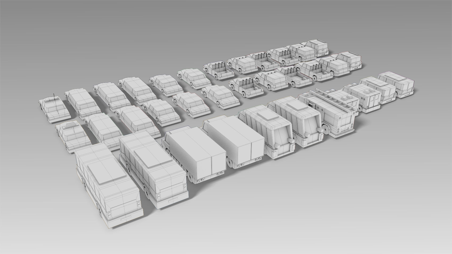 Car Set different colored trucks Low-poly 3D model_21