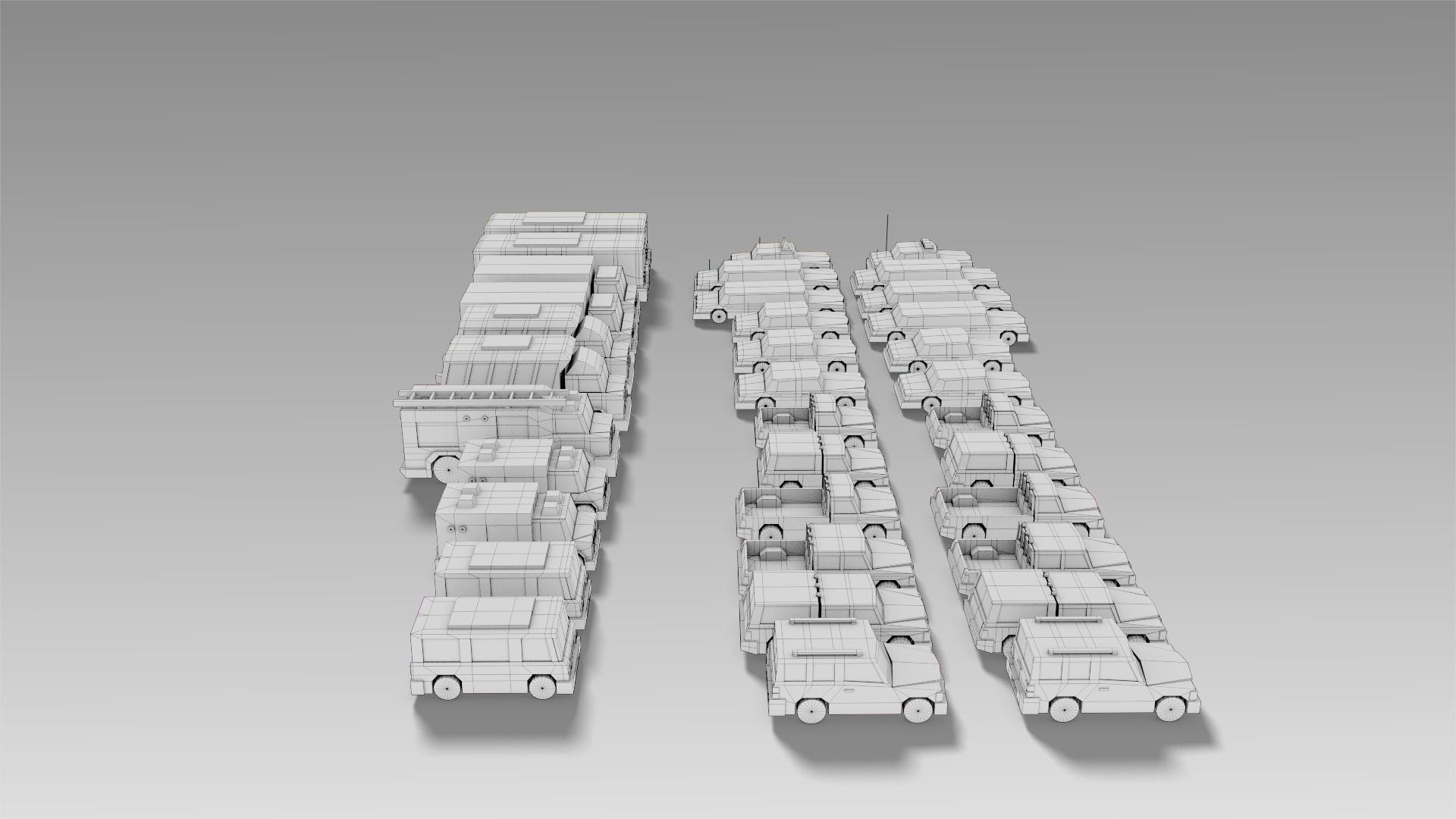 Car Set different colored trucks Low-poly 3D model_26