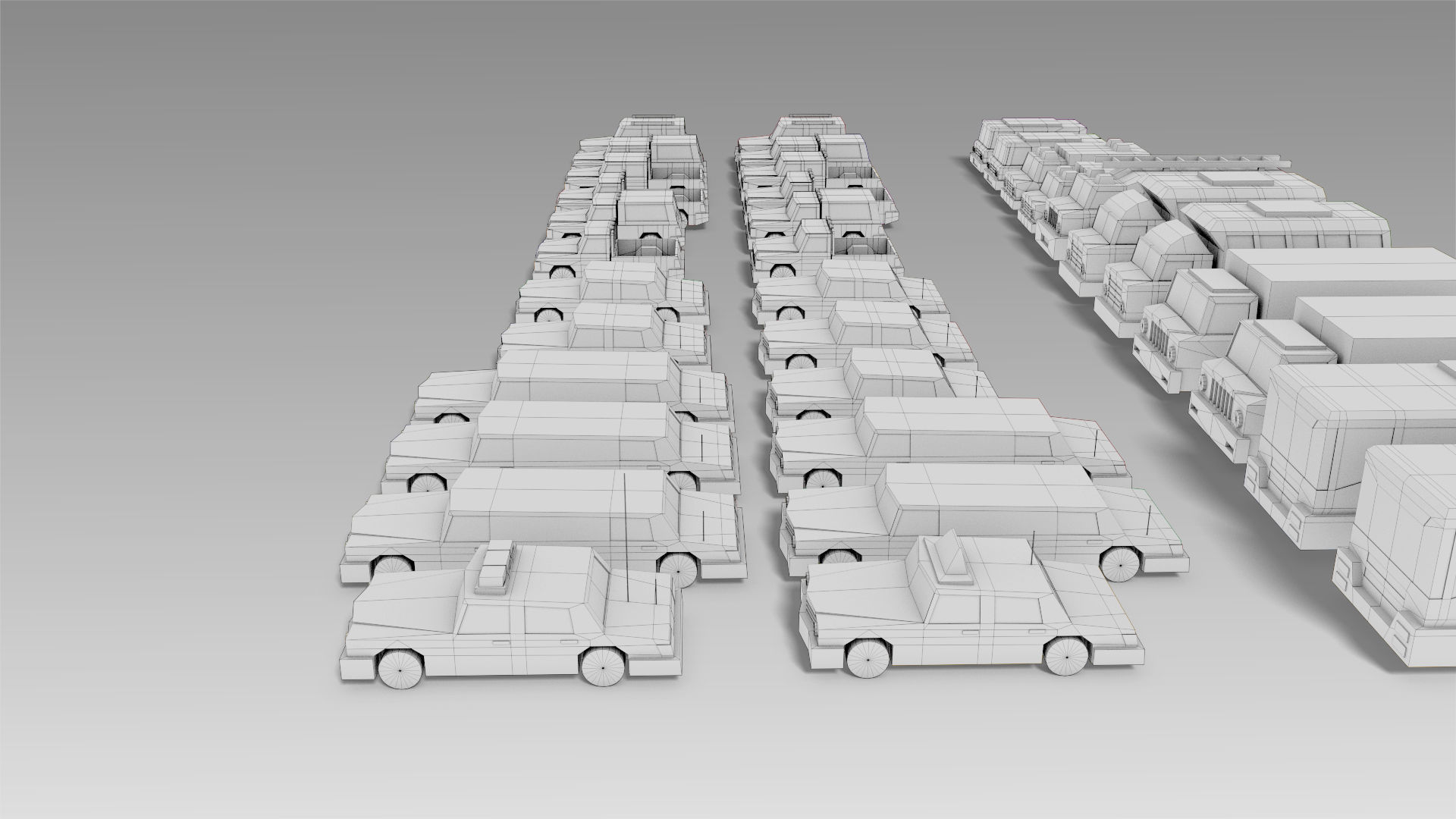 Car Set different colored trucks Low-poly 3D model_19
