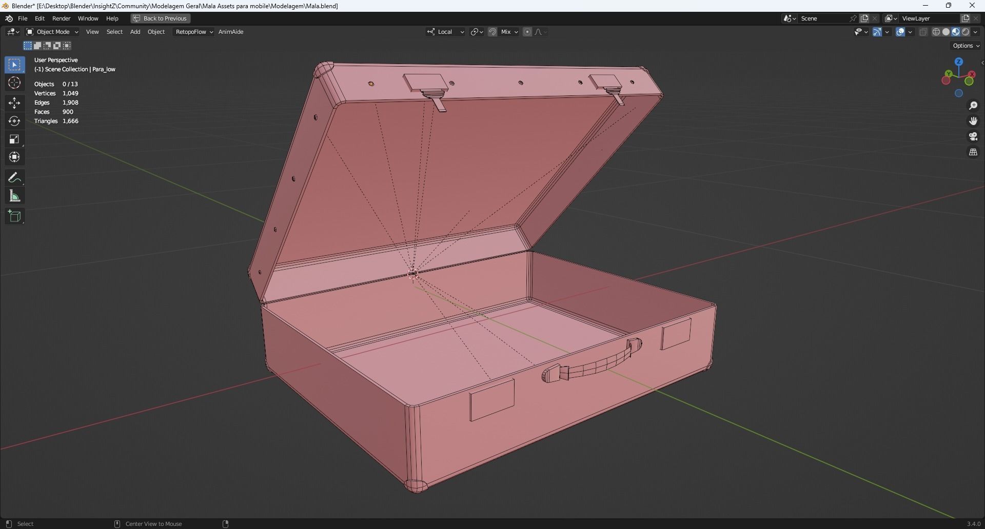 Briefcase game-ready Low-poly 3D model_5
