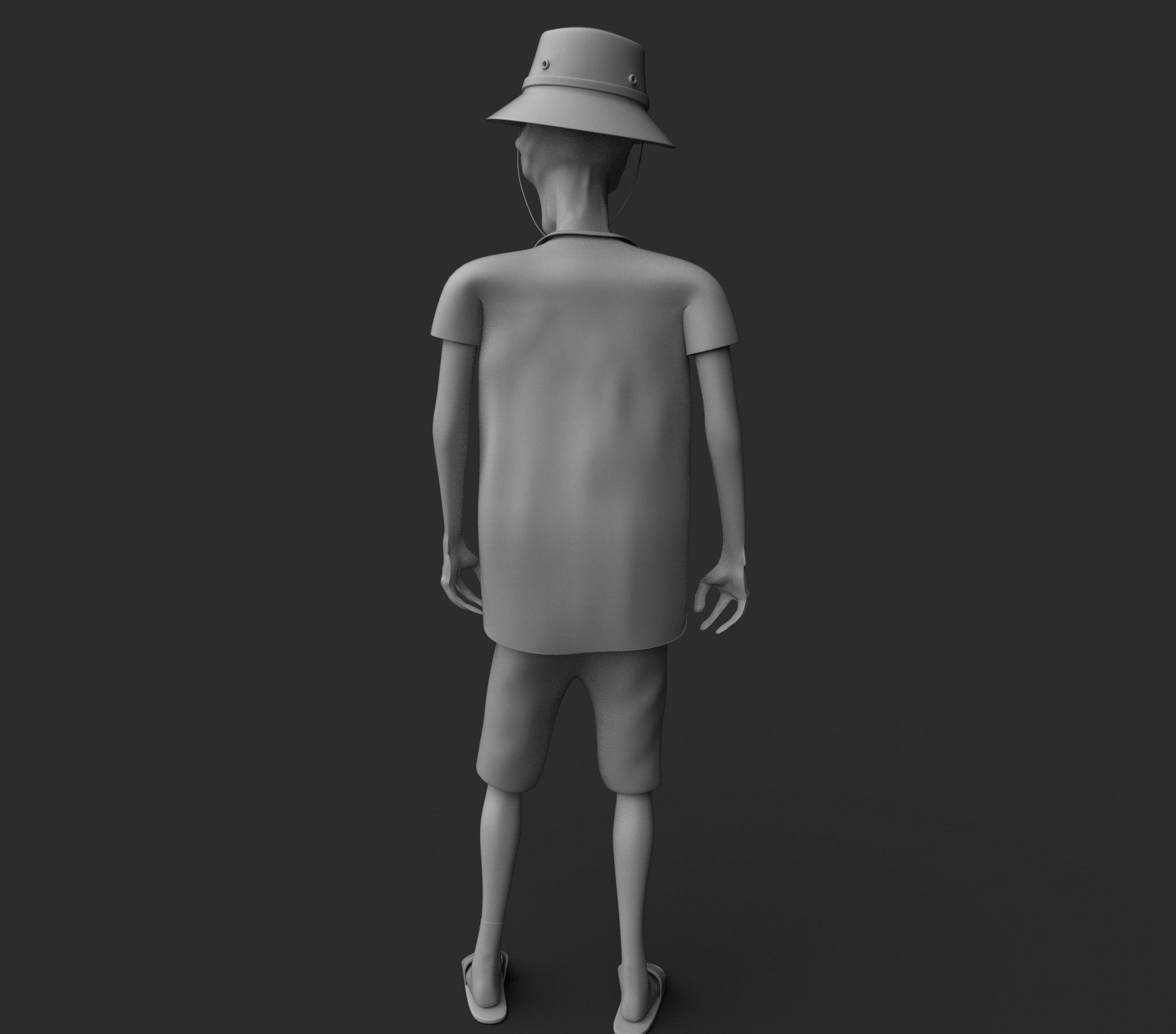 Foreigner man wearing shirt and hat 3D model_10