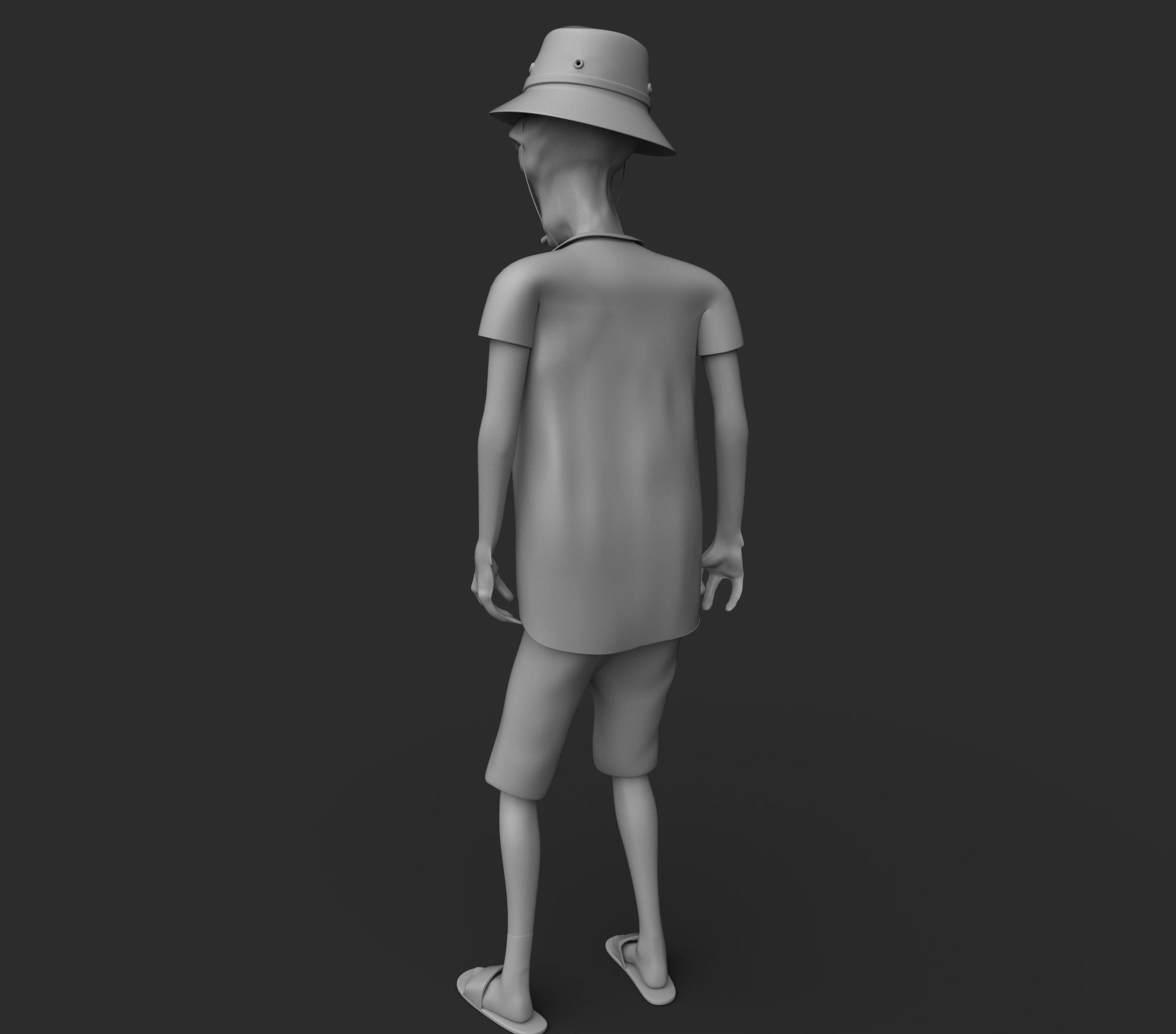 Foreigner man wearing shirt and hat 3D model_8