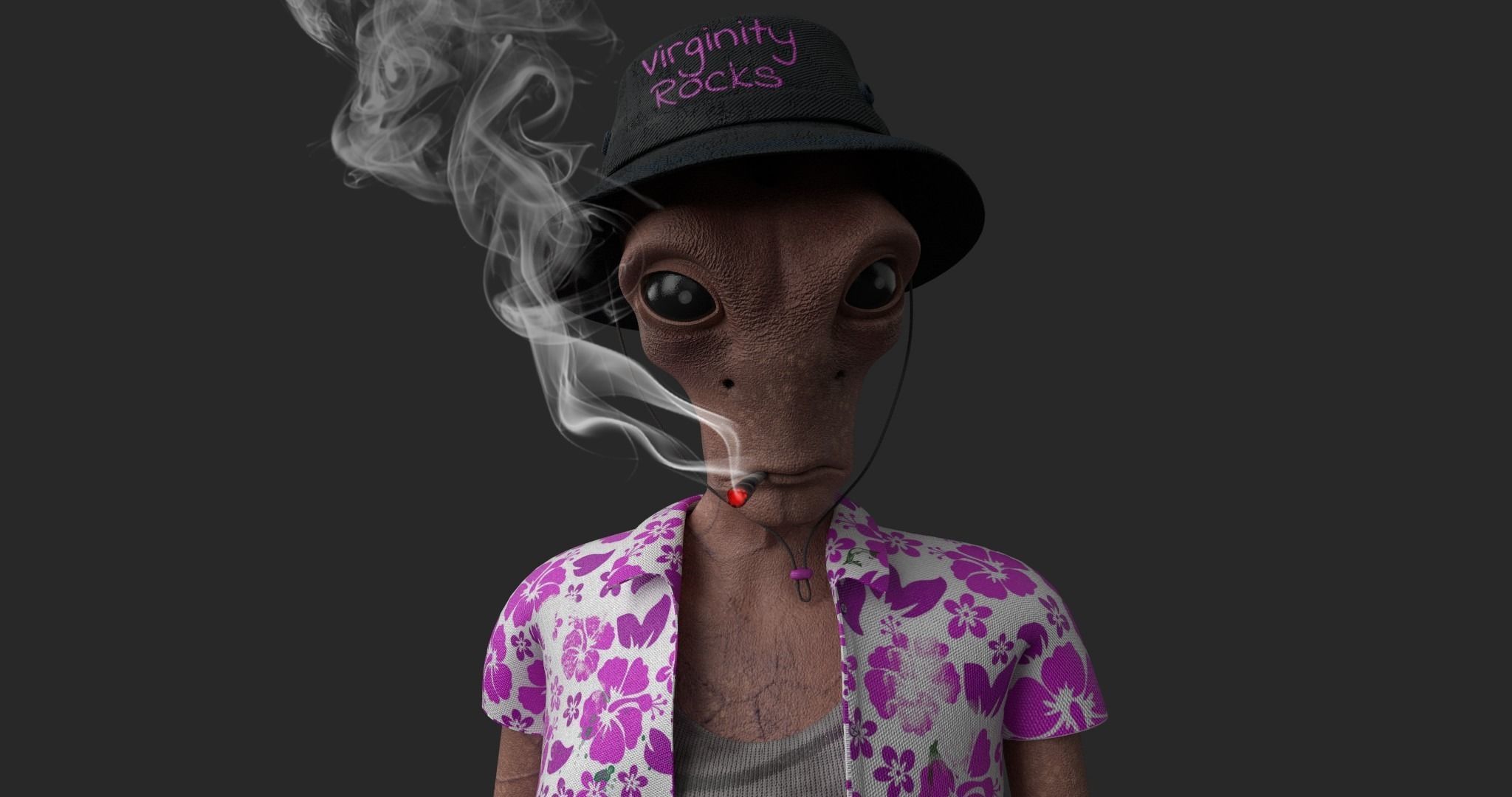Foreigner man wearing shirt and hat 3D model_1