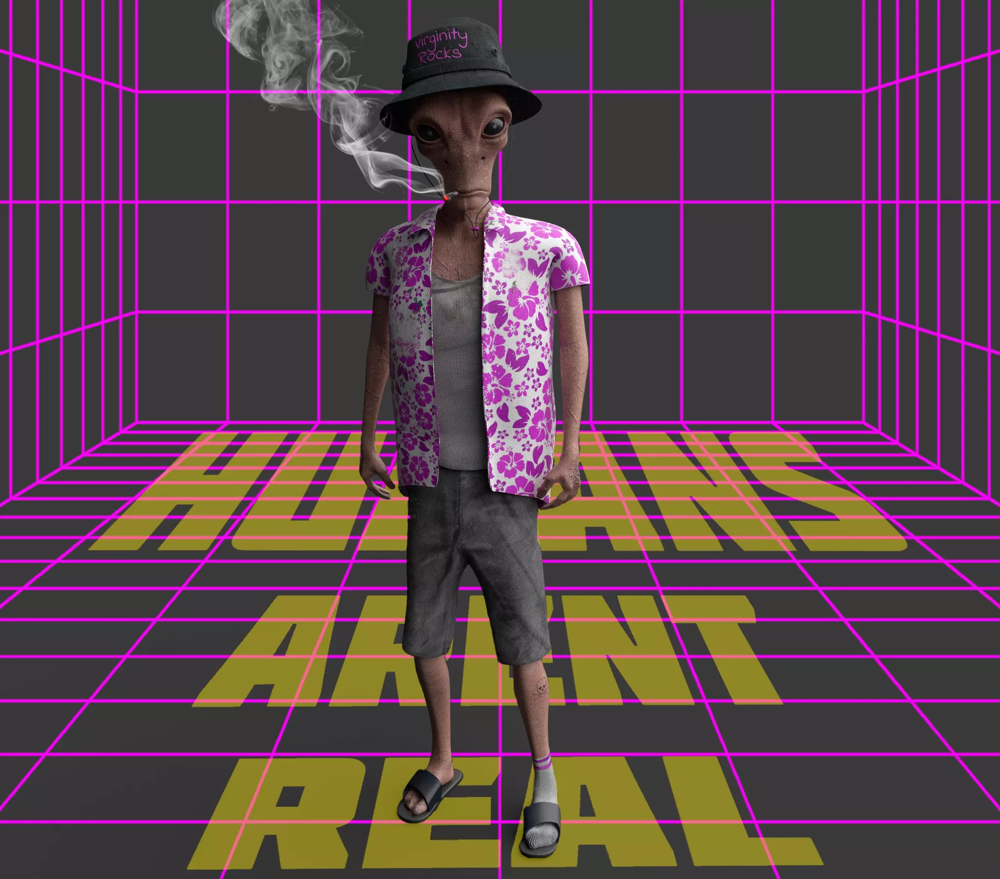 Foreigner man wearing shirt and hat 3D model_0