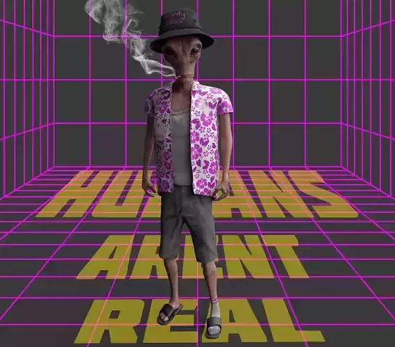 Foreigner man wearing shirt and hat 3D model
