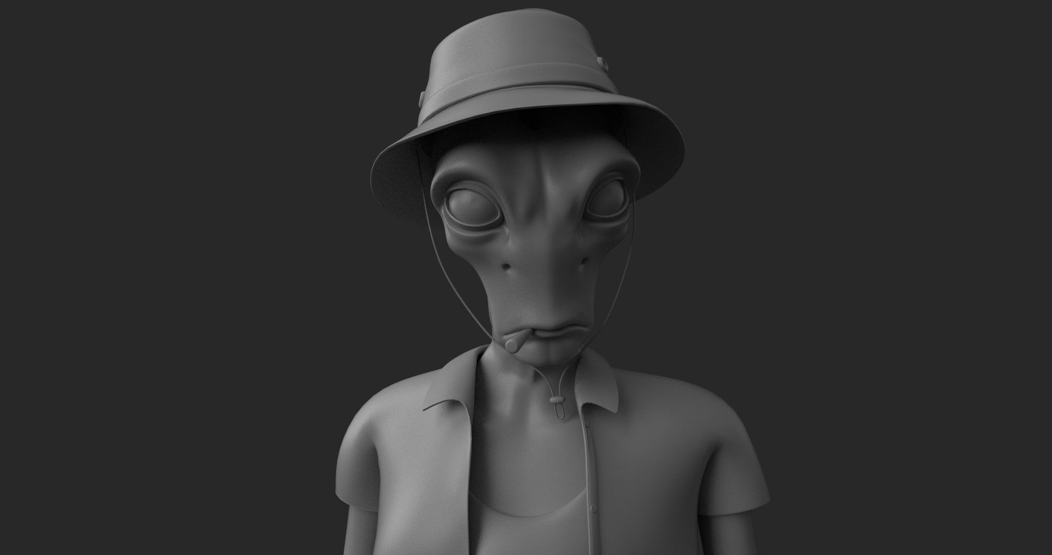 Foreigner man wearing shirt and hat 3D model_2