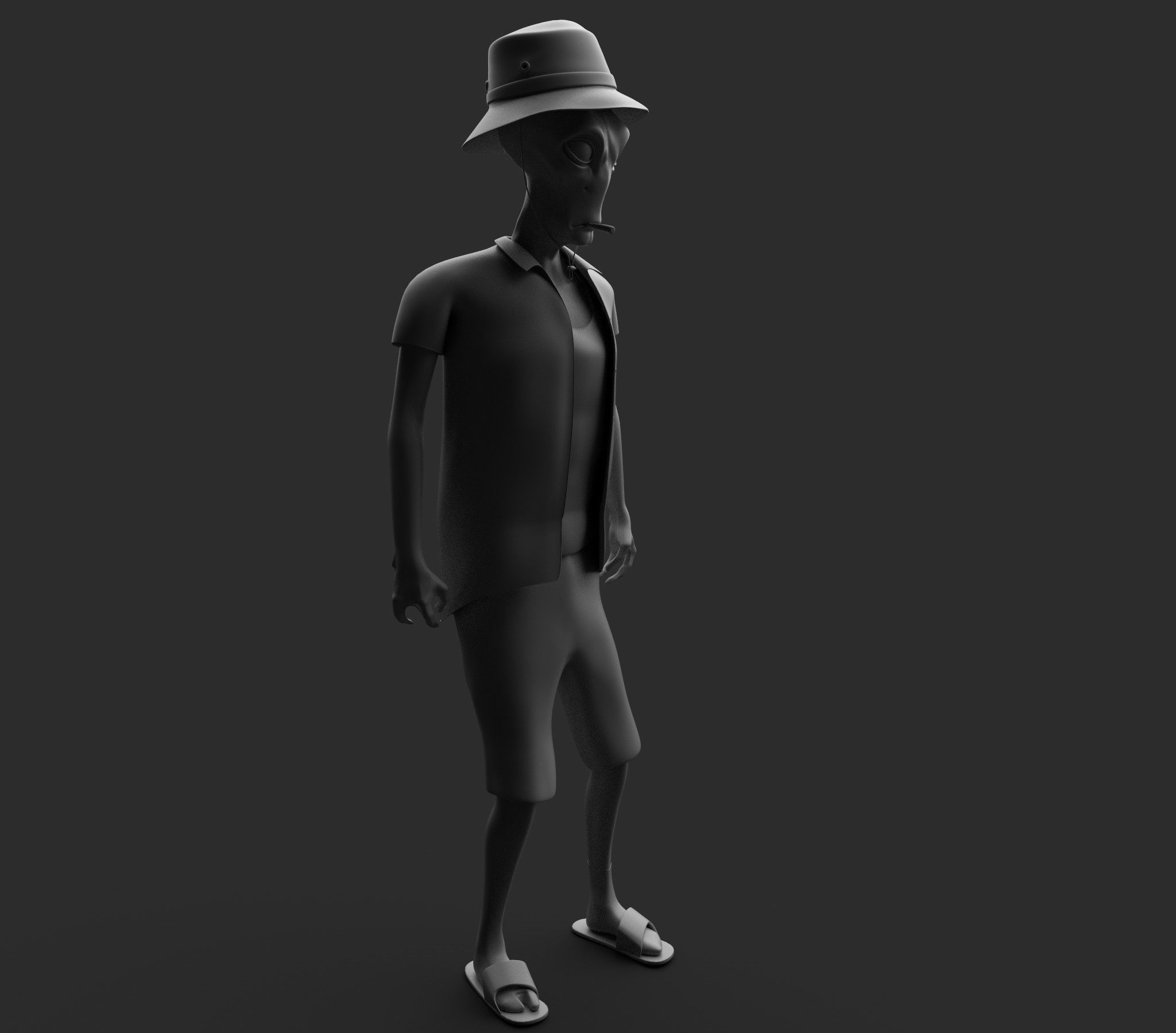 Foreigner man wearing shirt and hat 3D model_12