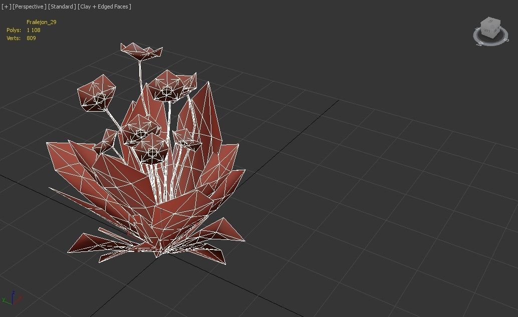 Frailejon flower Low-poly 3D model_5
