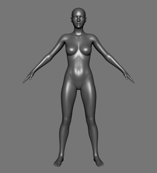 female 3d model base mesh Low-poly 3D model_30