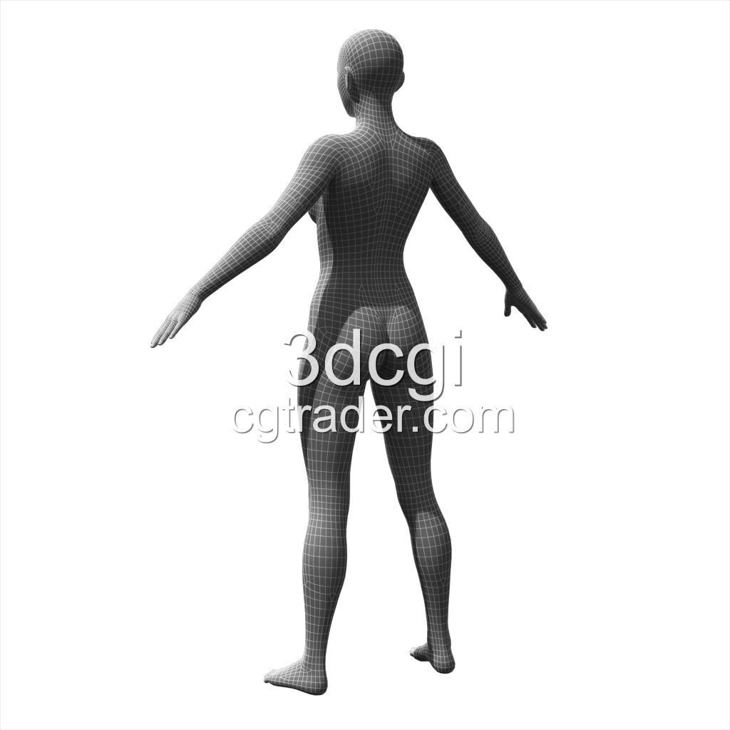 female 3d model base mesh Low-poly 3D model_7