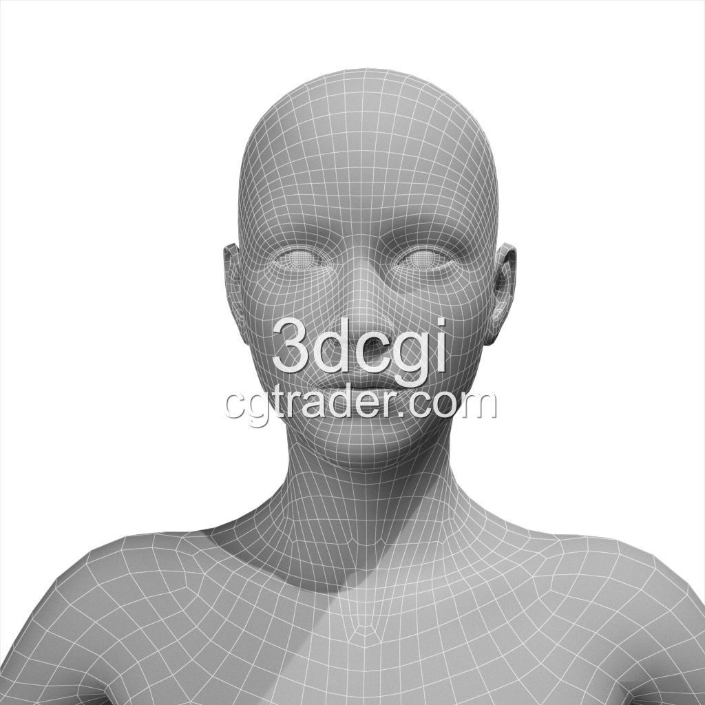 female 3d model base mesh Low-poly 3D model_12