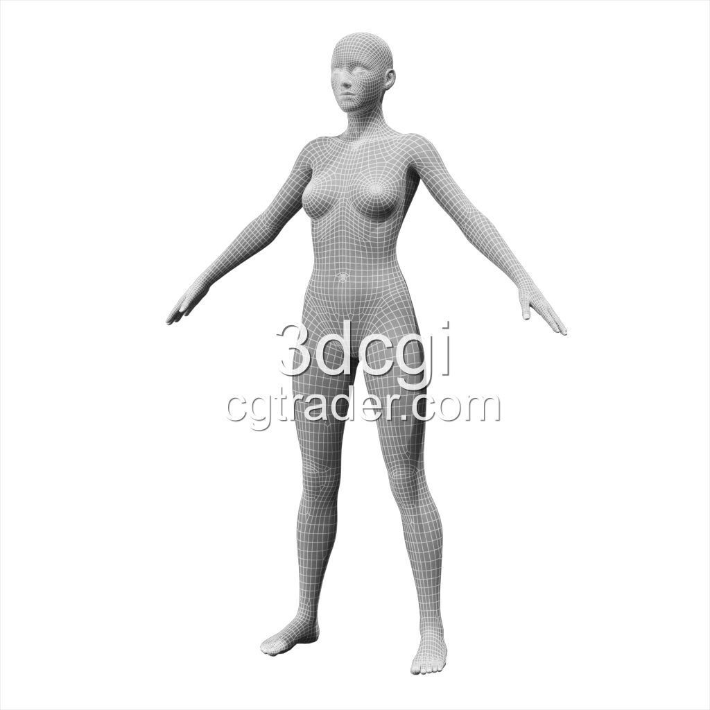 female 3d model base mesh Low-poly 3D model_3