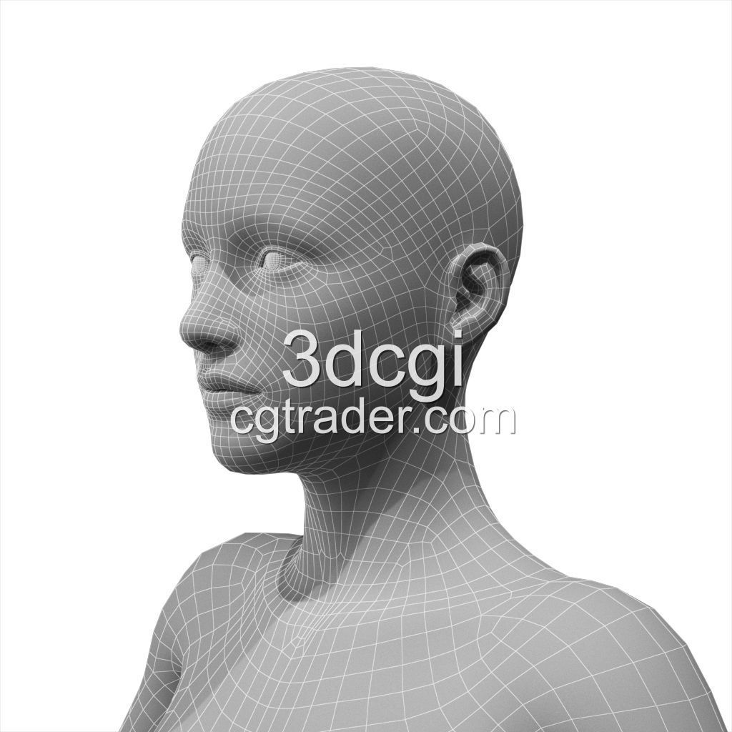 female 3d model base mesh Low-poly 3D model_13