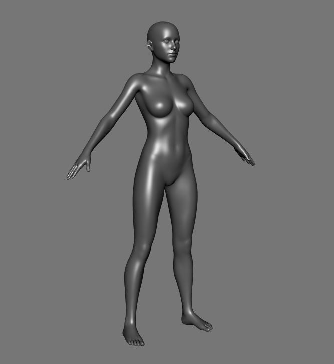 female 3d model base mesh Low-poly 3D model_29