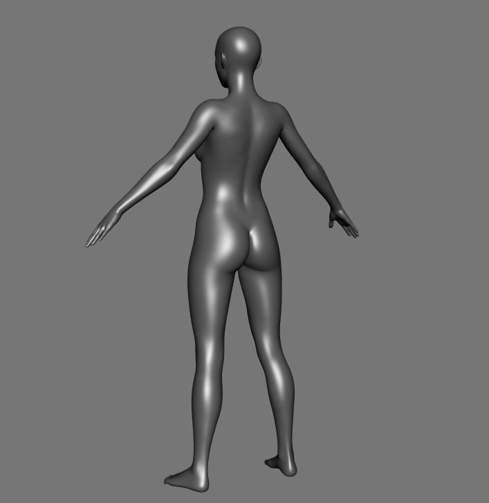 female 3d model base mesh Low-poly 3D model_32