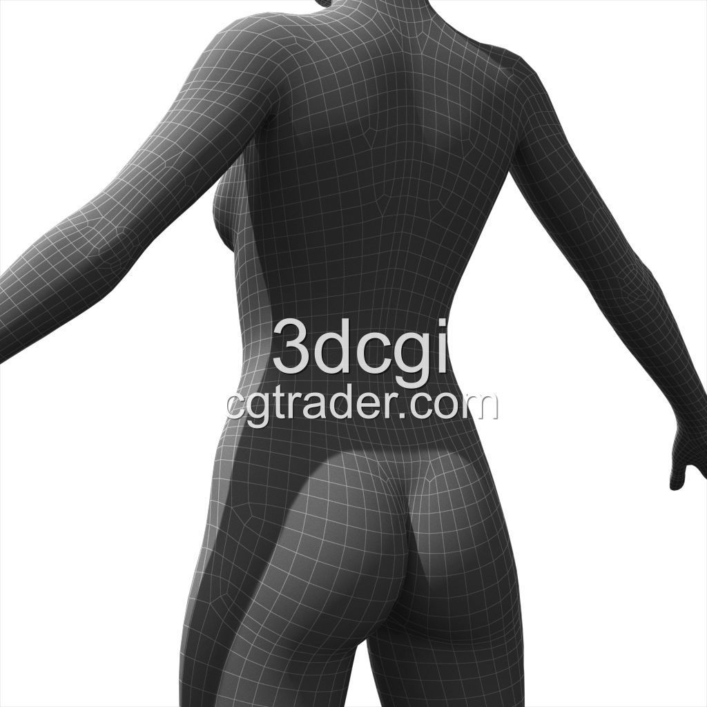 female 3d model base mesh Low-poly 3D model_22