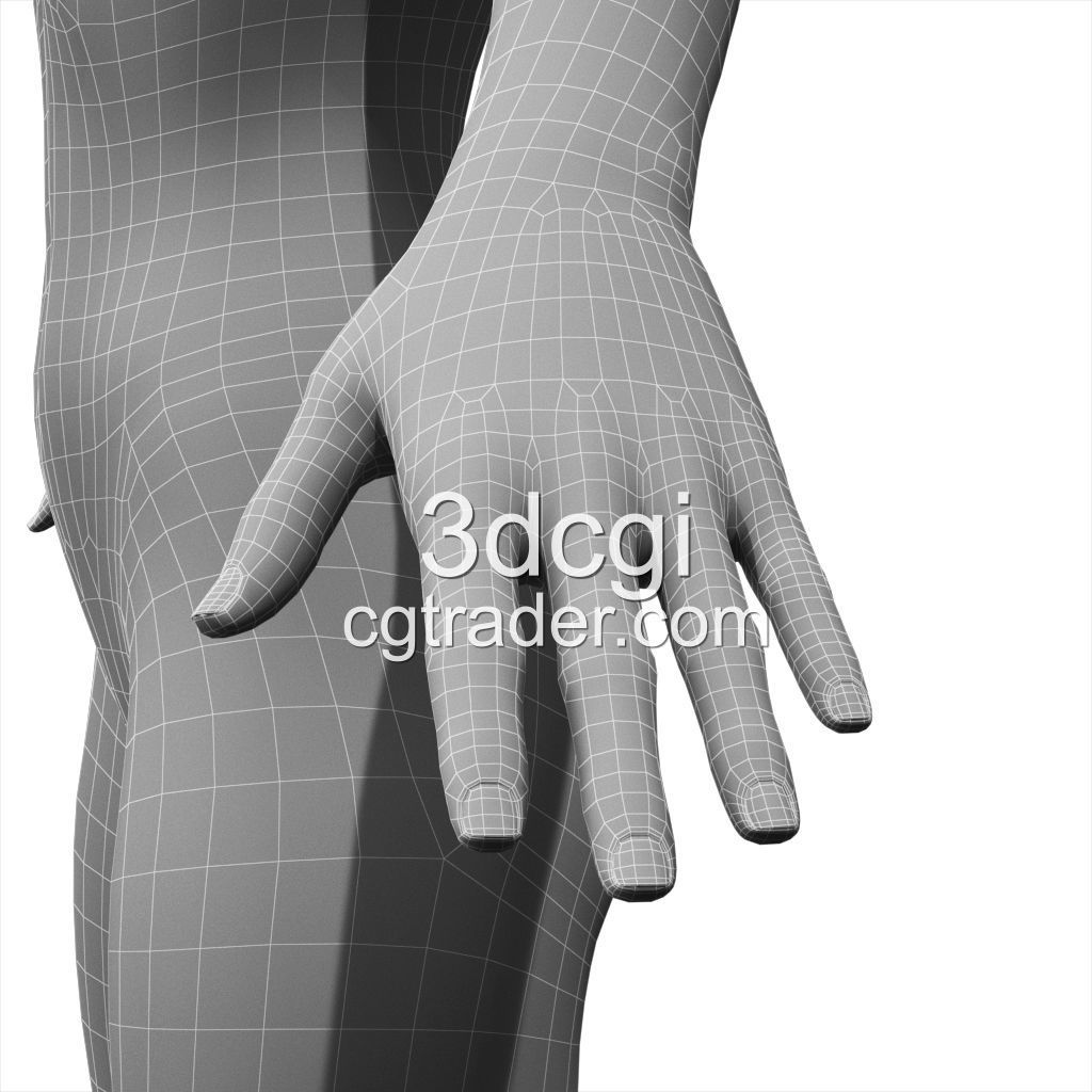 female 3d model base mesh Low-poly 3D model_15