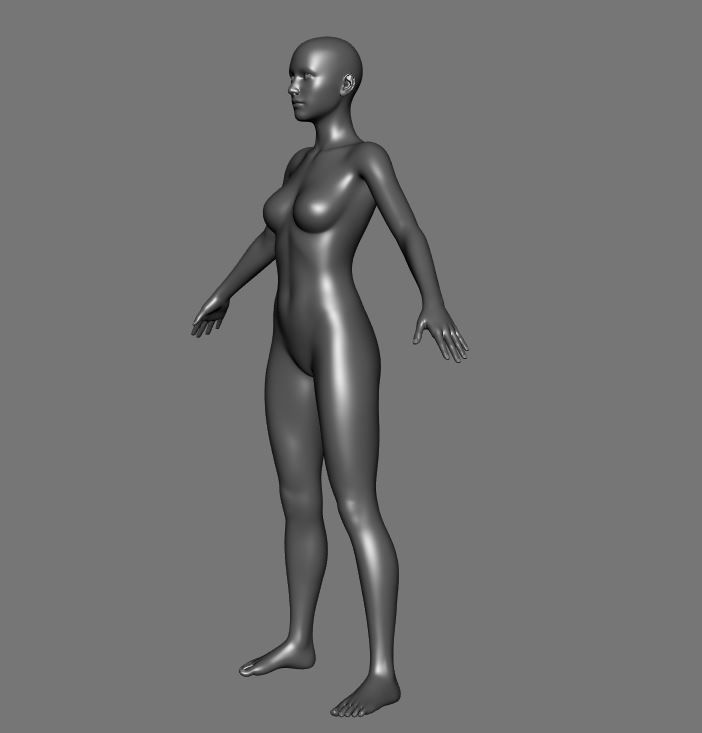 female 3d model base mesh Low-poly 3D model_31