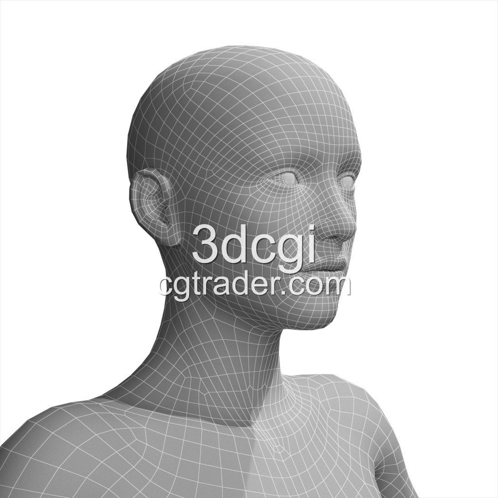 female 3d model base mesh Low-poly 3D model_11