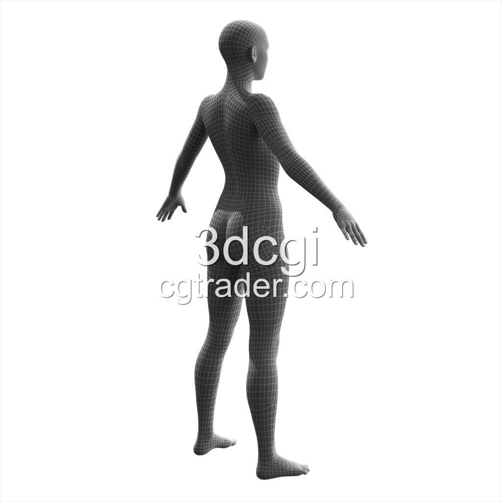 female 3d model base mesh Low-poly 3D model_9