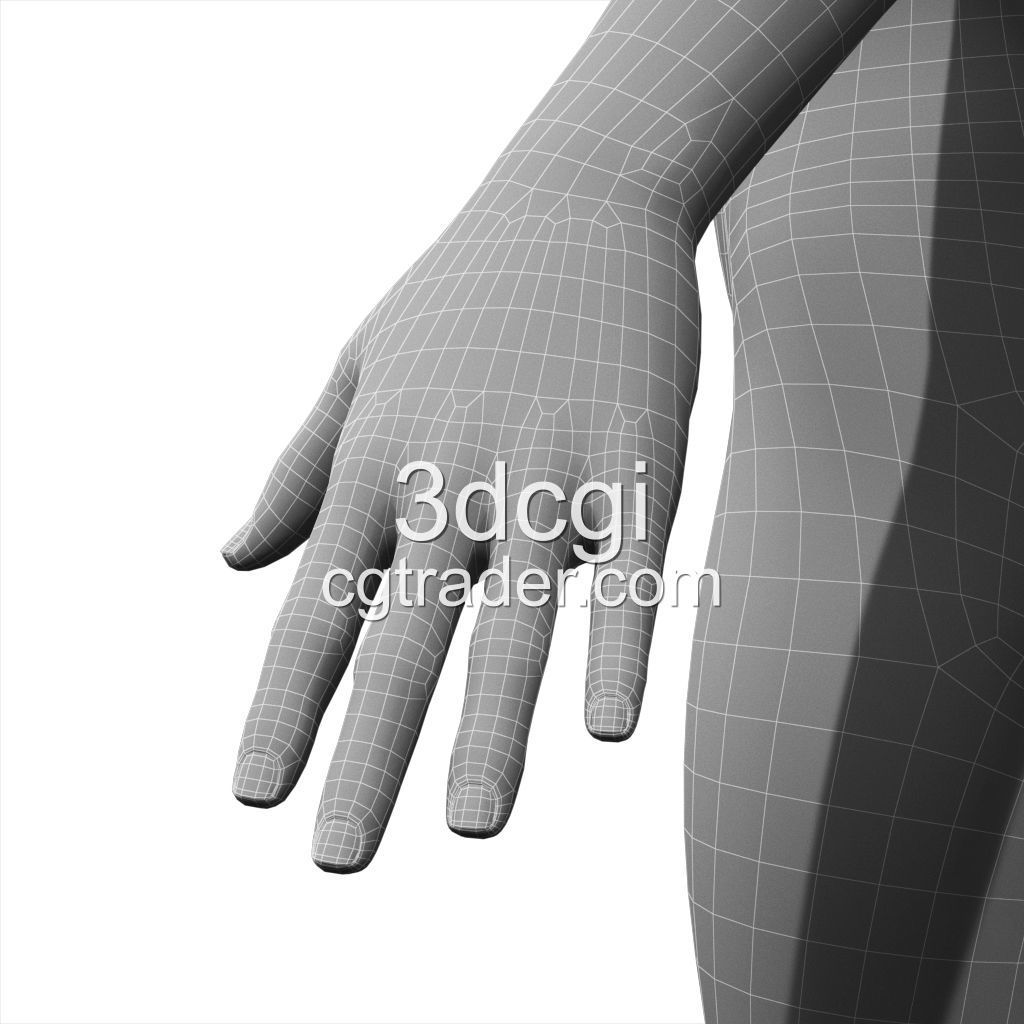 female 3d model base mesh Low-poly 3D model_16