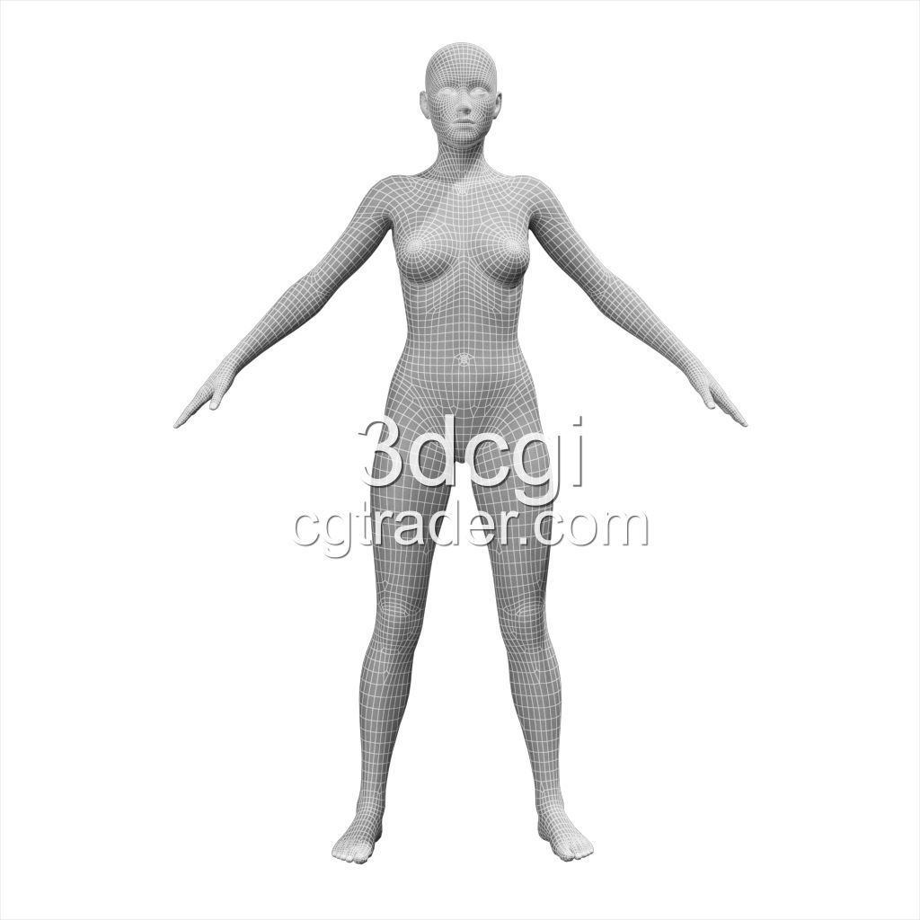 female 3d model base mesh Low-poly 3D model_2