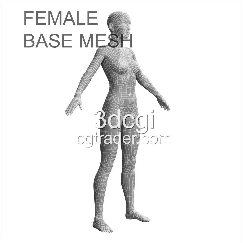 female 3d model base mesh Low-poly 3D model_0