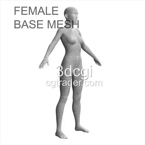 female 3d model base mesh Low-poly 3D model