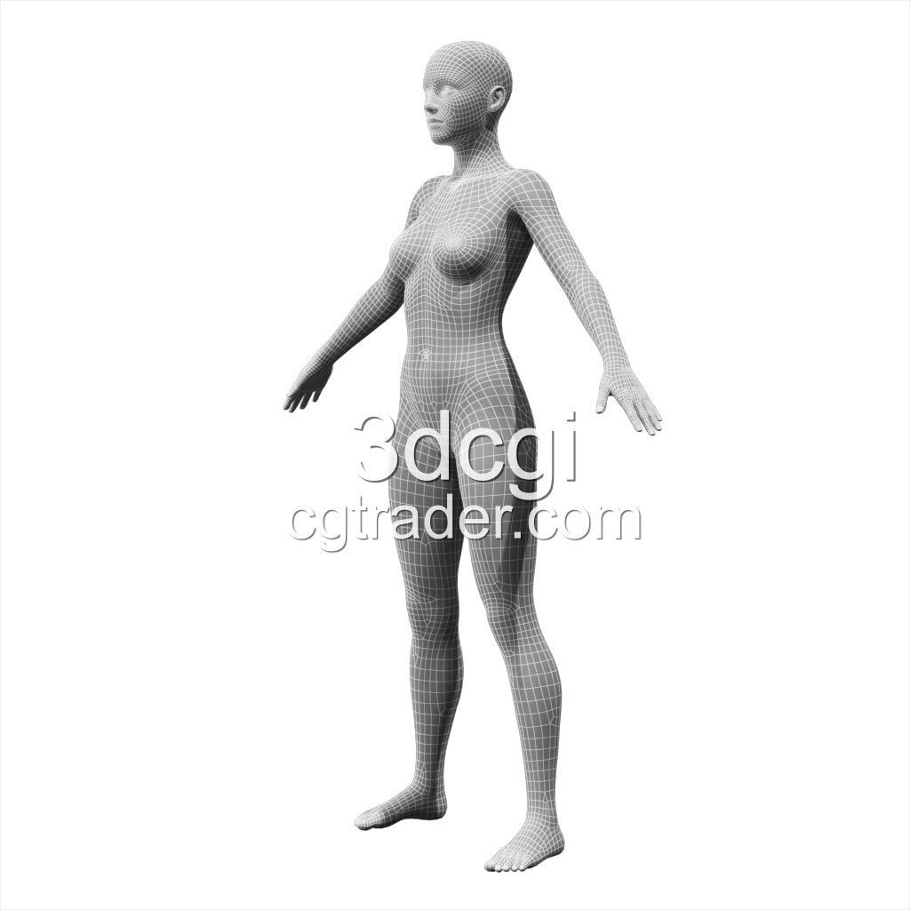 female 3d model base mesh Low-poly 3D model_4