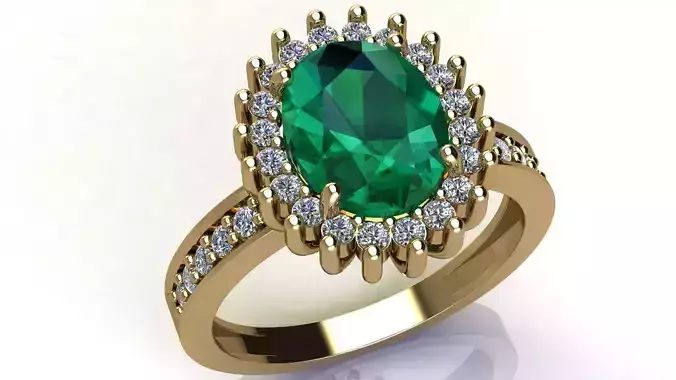 Diamond Ring with Oval Gem