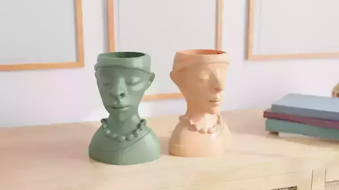 African Woman Head  Bust Planter  3D print model
