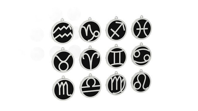 Zodiac pendants with onix 3D print model