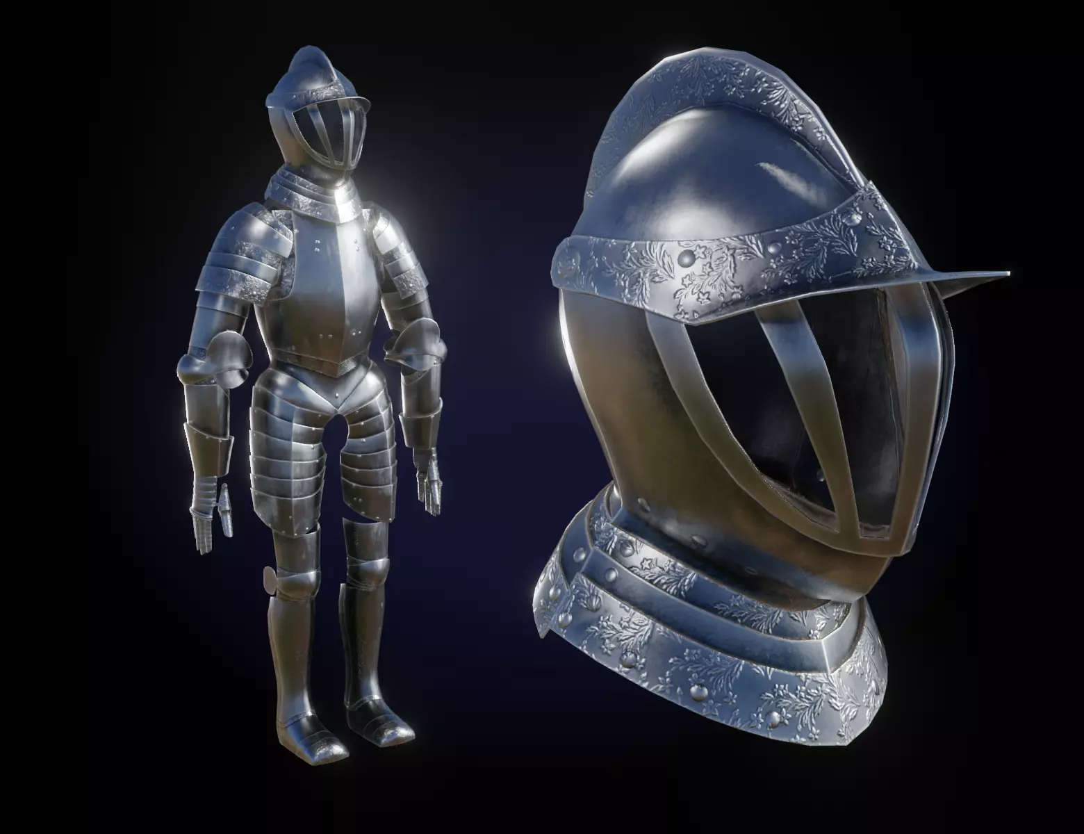 Medieval Knight Armor Low-poly 3D model_0
