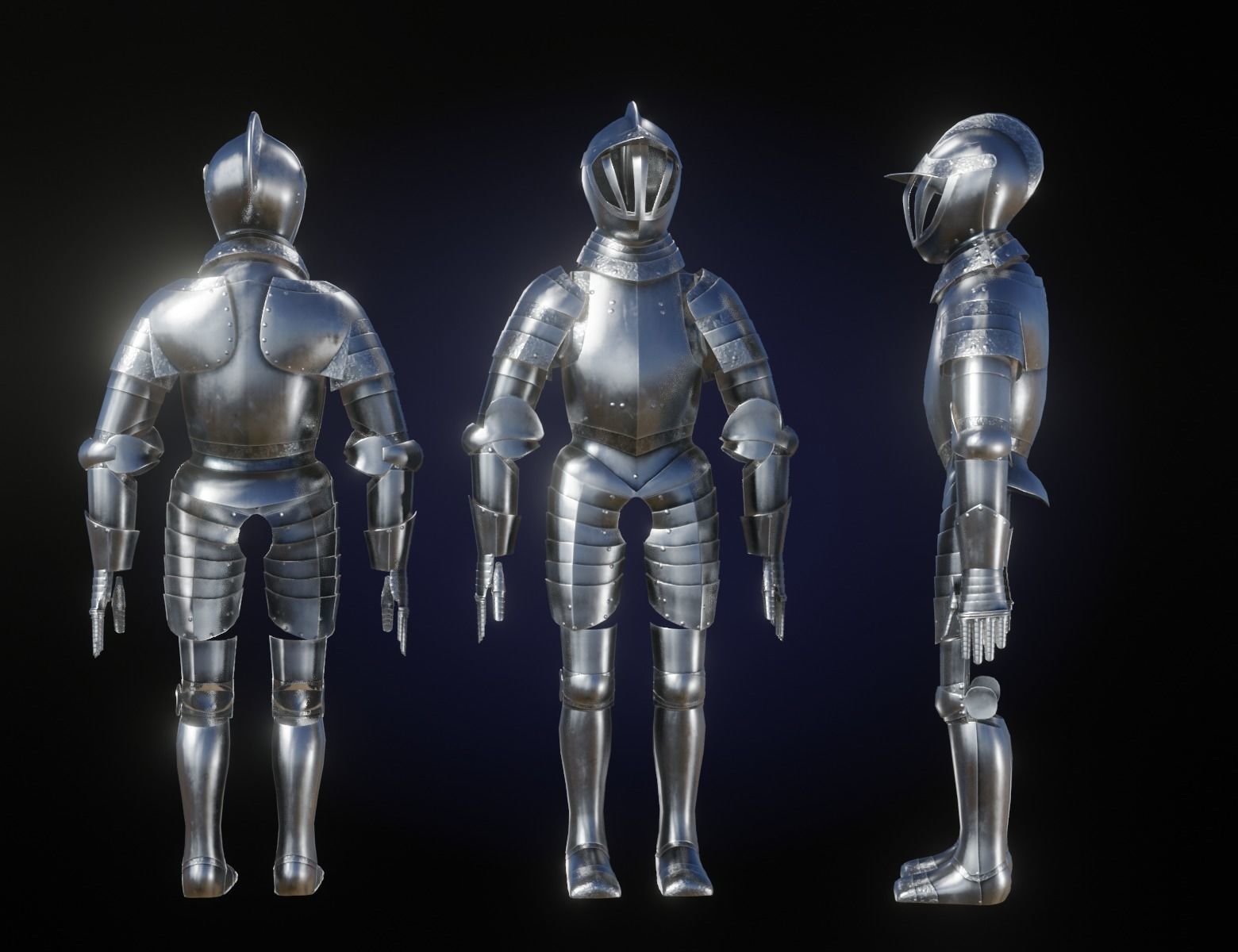 Medieval Knight Armor Low-poly 3D model_8